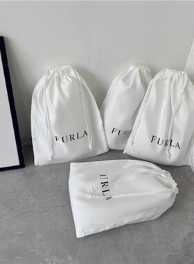 白色简约英文抽绳束口袋整理袋