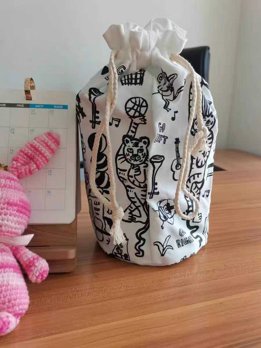 加厚帆布原宿风抽绳束口袋