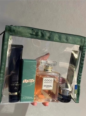 绿色透明pvc拉链可挂化妆包出差旅行大容量便携洗漱包收纳包