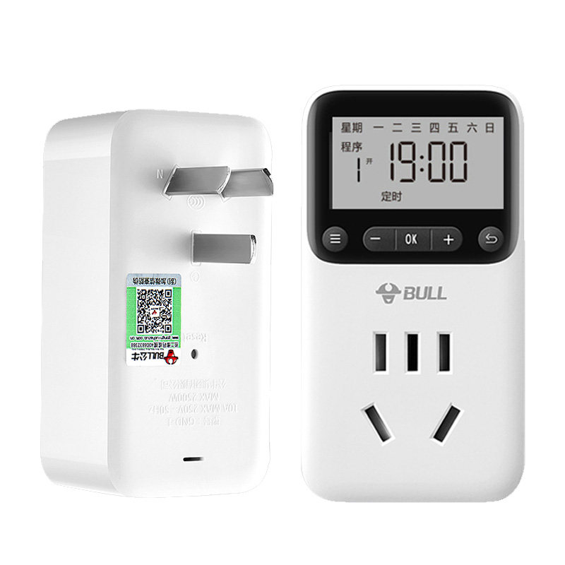 Original Bull Timer Socket GND-1 Switch Electric Vehicle Charging Anti-Over Charging Intelligent Automatic Cycle Control