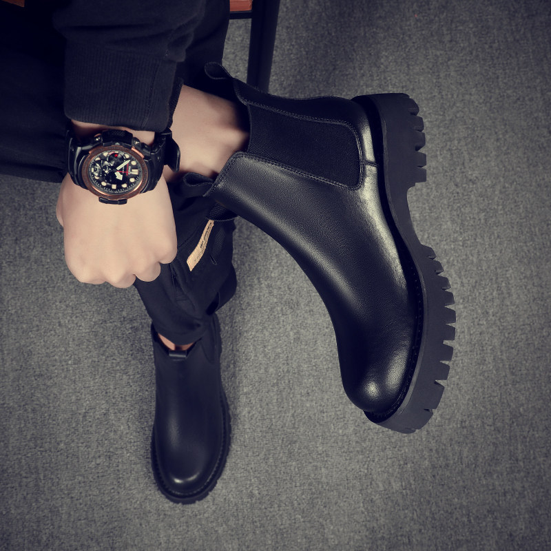 2024 NEW GENUINE LEATHER MARTIN BOOTS MENS VELVET BRITISH CIGARETTE PIPE CHELSEA HIGH TOP LEATHER SHOES TIDE MENS BOOTS BOOTS LEATHER BOOTS