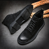 潮鞋 男英伦中帮爆款 工装 奥象复古马丁靴子百搭高帮秋季 皮鞋 子网红