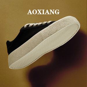 奥象复古时尚松糕厚底系带休闲潮流运动板鞋男磨砂牛皮新款面包鞋