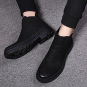 潮流春季 中帮男鞋 休闲高帮皮鞋 奥象男鞋 马丁靴男保暖加绒棉鞋 复古