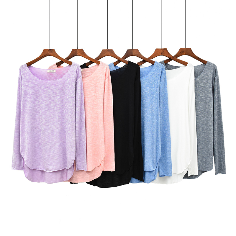 2018秋季薄款女式长袖t恤 彩棉竹节棉弹力大码宽松长袖衫圆领大衫在类目 女装/女士精品, T恤中 - 来自Buy2taobao.com提供专业的淘宝代购服务