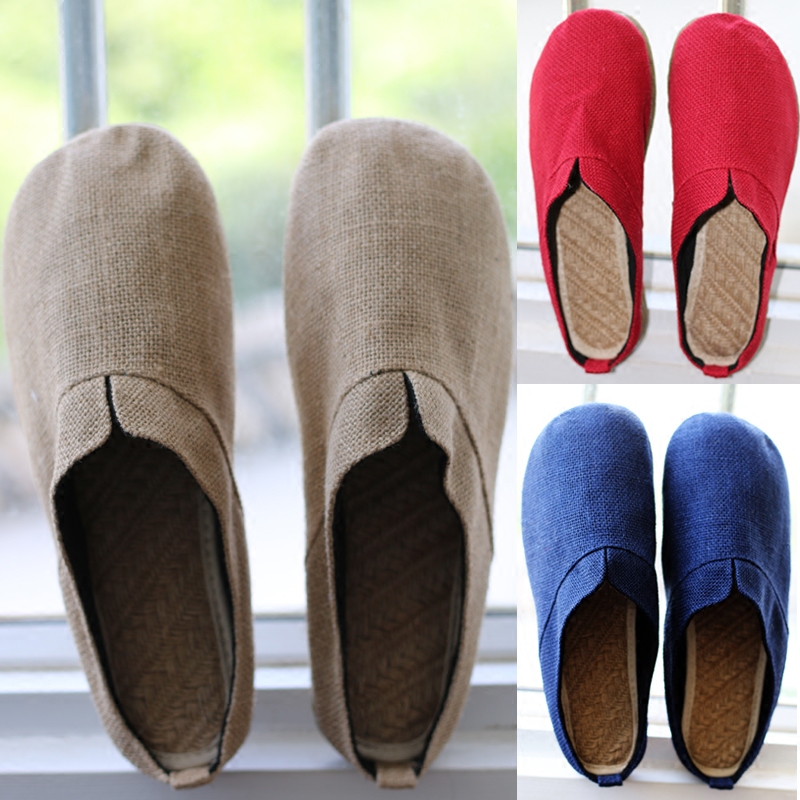 尼泊尔手工编织亚麻布轻质凉拖鞋