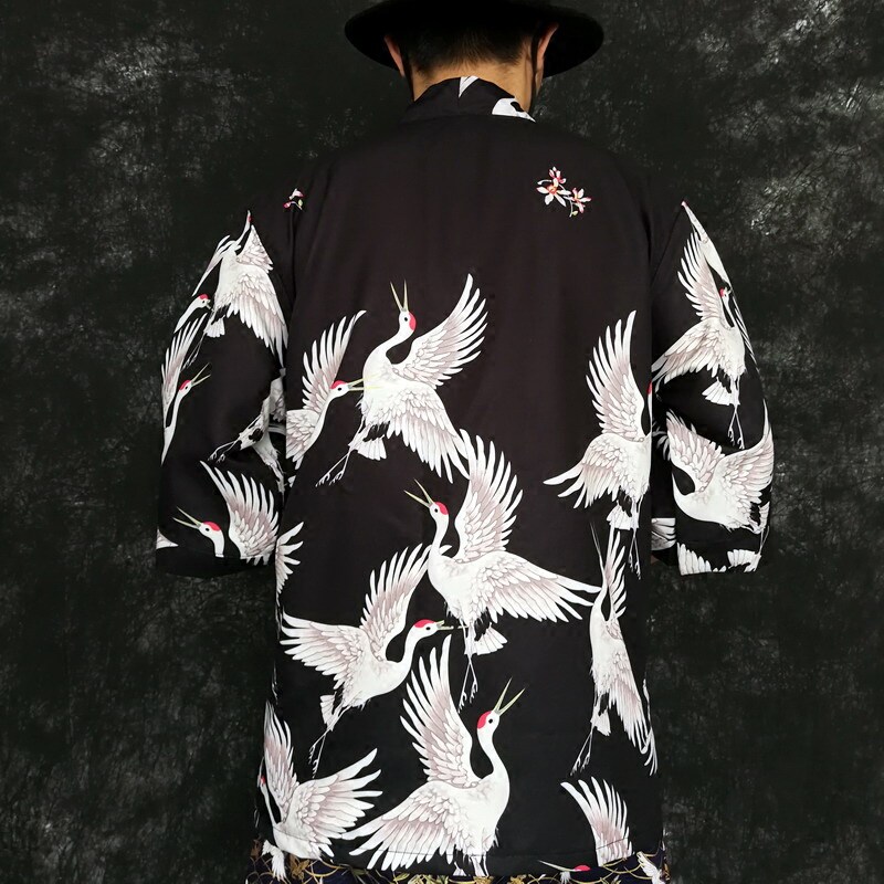 夏季浮世绘仙鹤防晒七分袖风衣