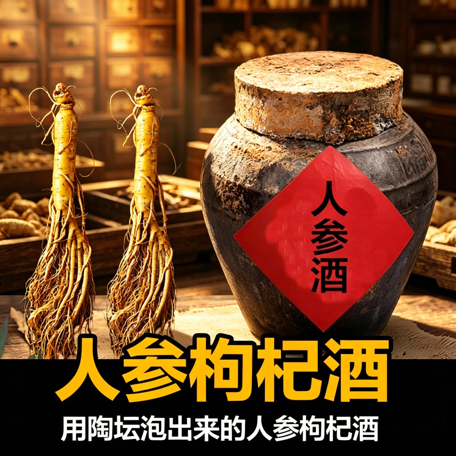 地窖酒人参枸杞纯粮封坛40度