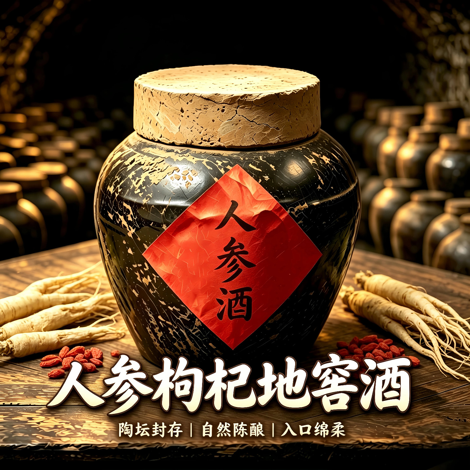 地窖酒人参枸杞纯粮封坛40度