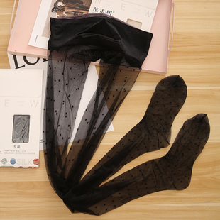 波点丝袜女0d高透黑丝无痕裆圆点连裤袜点点无缝裆打底袜夏季薄款