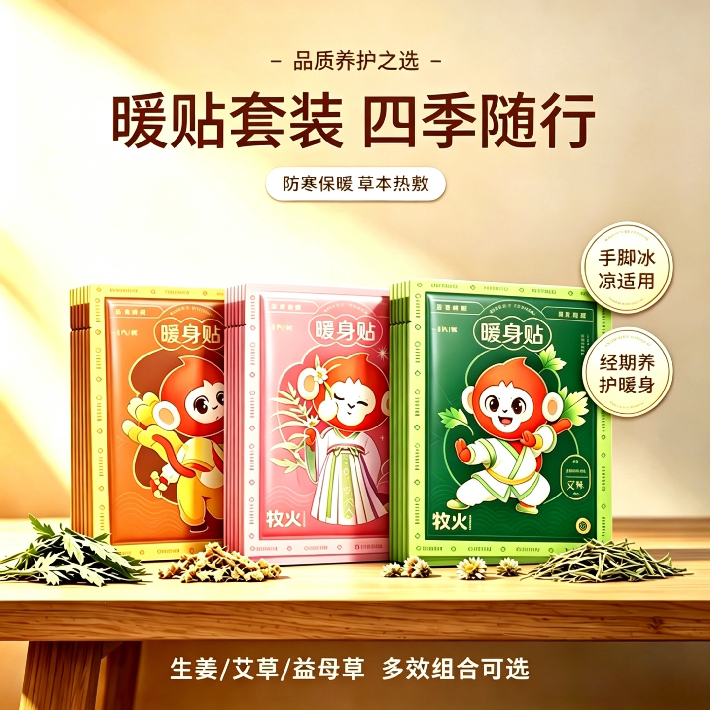牧火经期暖身防寒艾草生姜热敷贴图片