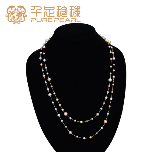 千足珍珠淡水珠不规则毛衣链