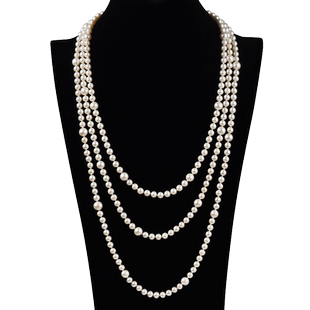 千足珍珠7-10.5mm光洁强光淡水珍珠毛衣链长项链240cm