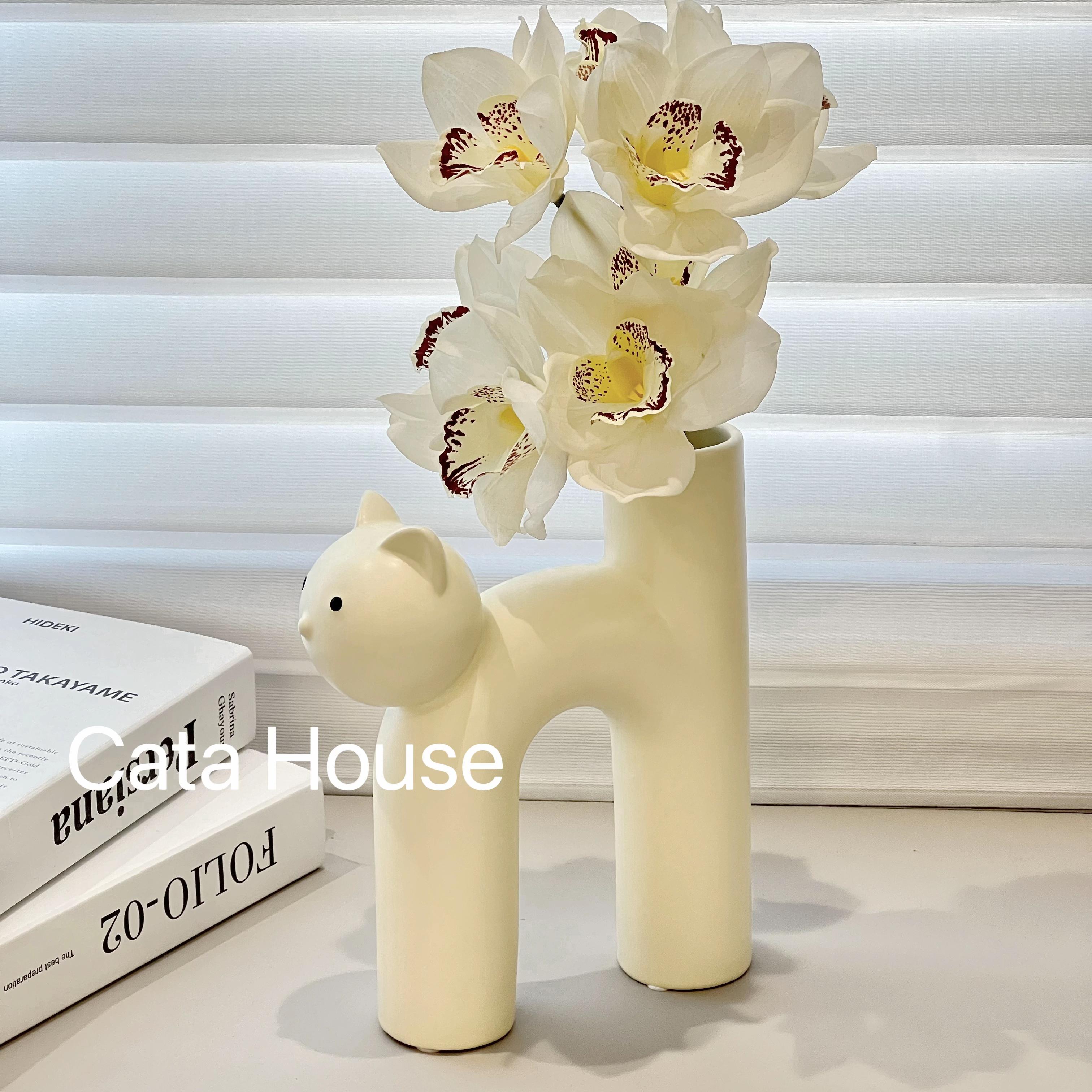Cata · 北欧风可爱猫猫花瓶摆件客厅插花家居装饰品