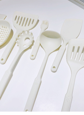 瑕疵品厨房白色硅胶十件套锅铲煎铲汤勺漏勺刮铲打蛋器玉子烧