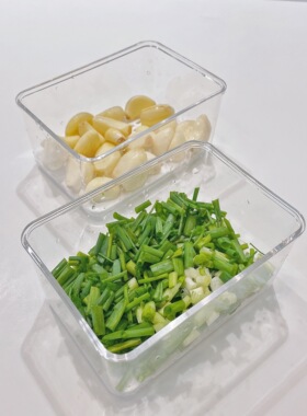 AlwaysZ日式厨房大号食物白色葱花盒冰箱保鲜沥水收纳食品整理神