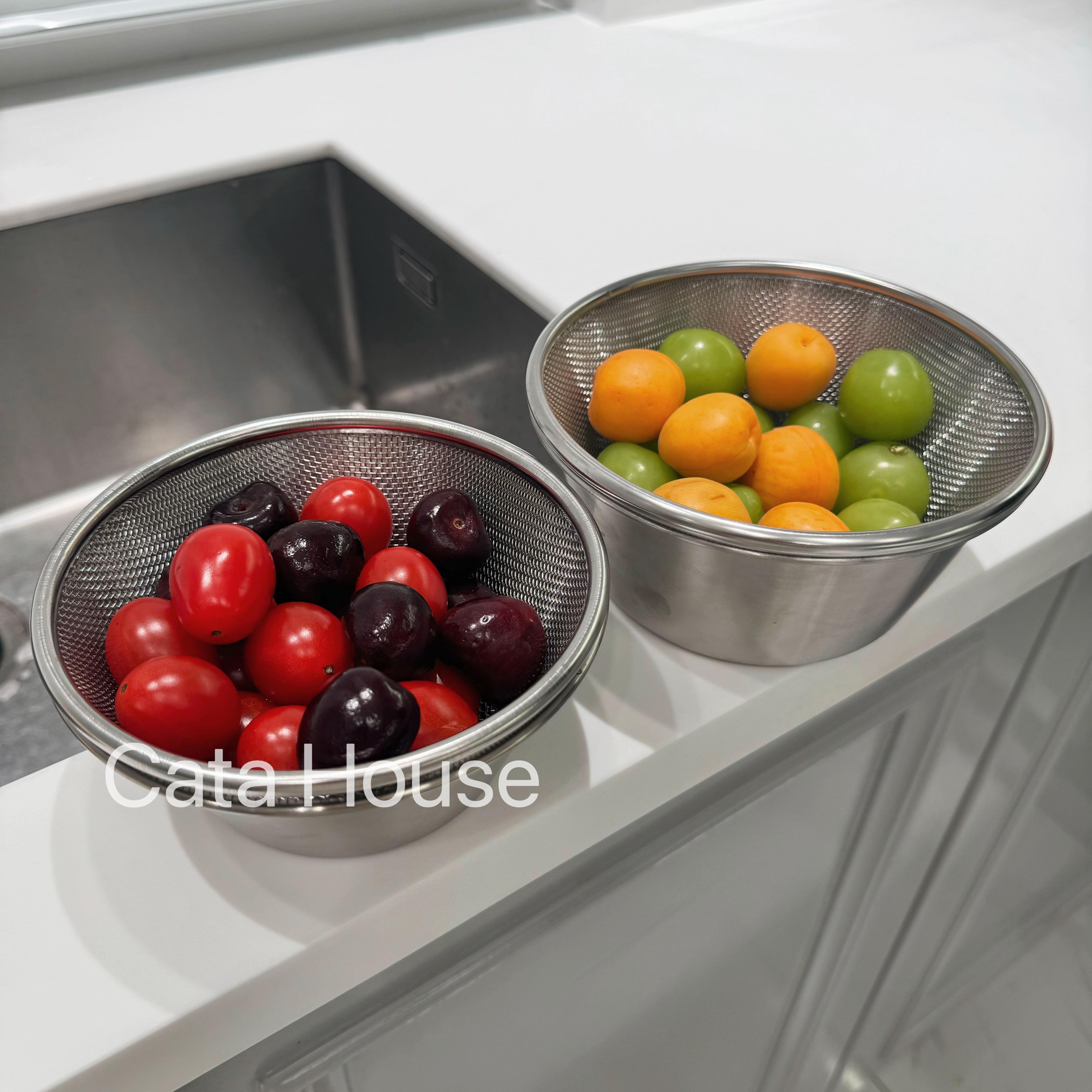 Cata · 304不锈钢淘米洗菜盆漏碗 过滤果篮沥水篮备餐料理碗盆