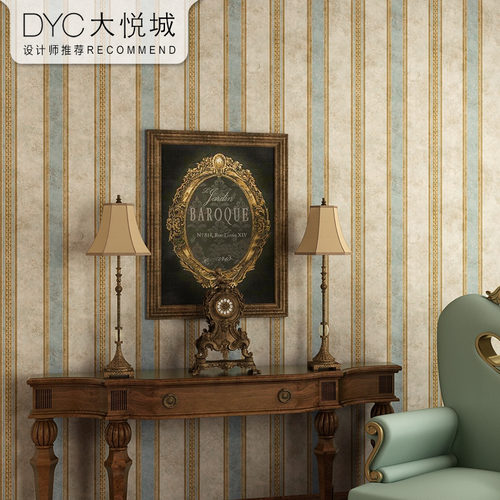 美式乡村复古怀旧轻奢竖条纹墙纸