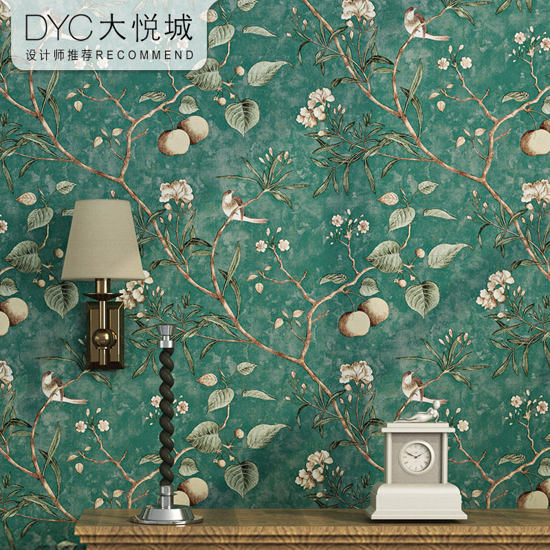 2025新款美式复古田园风墙纸房间卧室客厅主卧床头电视背景墙壁纸