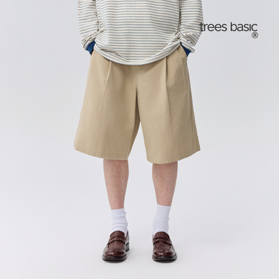 TreesBasic 斜门襟百搭五分裤 夏季百搭中裤西裤休闲裤男女同款