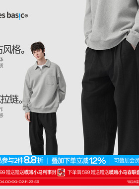 TreesBasic老钱风复古格子长裤男西裤直筒秋冬休闲裤