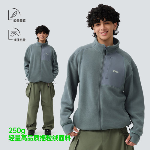 秋冬拼接立领250g摇粒绒夹克