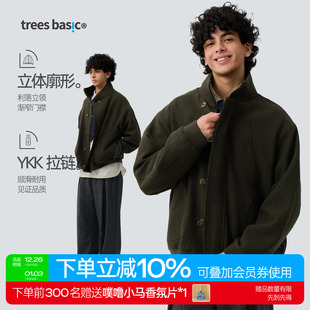 TreesBasic高智感通勤立领廓形毛呢夹克男女款 2025秋冬外套