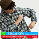 warmtrees户外支线TreeOutside蓝色格子结构口袋插肩长袖 衬衫