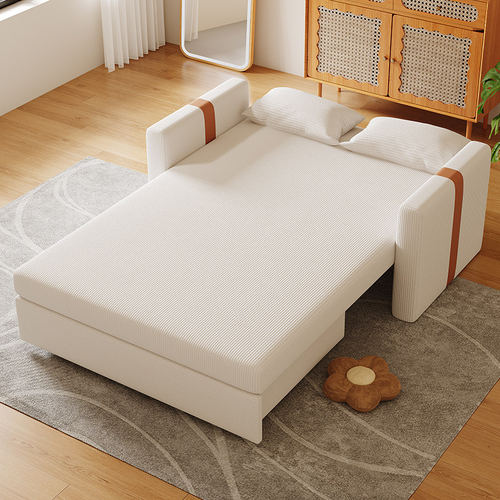 香港沙发床电动可折叠奶油风小户型客厅卧室推拉伸缩