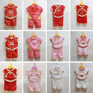 特价女童唐装儿童摄影套装夏0-5周岁宝宝庆生表演新年礼服两件套