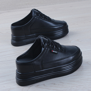 内增高包头拖鞋女2025秋冬新款无后跟外穿拖鞋女轻便松糕厚底拖鞋