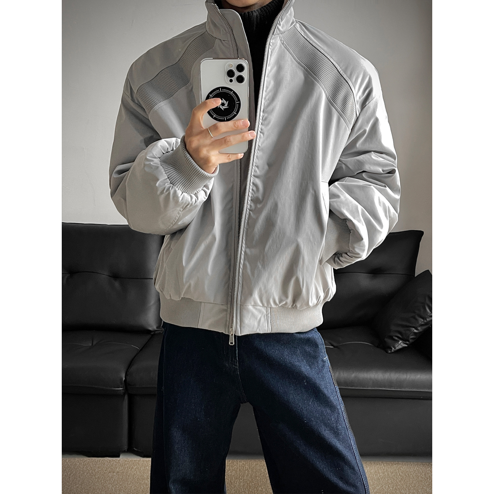 FOFWMODE 冬季美式拼接立领棒球棉服男加厚保暖潮牌休闲棉衣外套