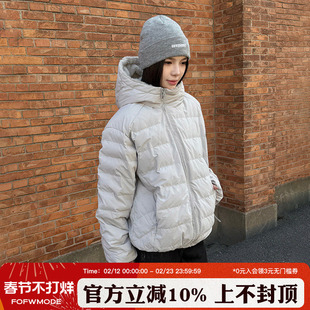 FOFWMODE 排骨羽绒服斜拉链男女同款情侣外套冬装短款百搭羽绒衣