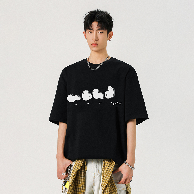 FOFWMODE美式复古字母印花短袖T恤男夏季宽松百搭休闲半袖上衣