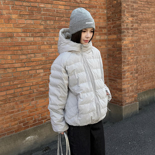 FOFWMODE 排骨羽绒服斜拉链男女同款情侣外套冬装短款百搭羽绒衣