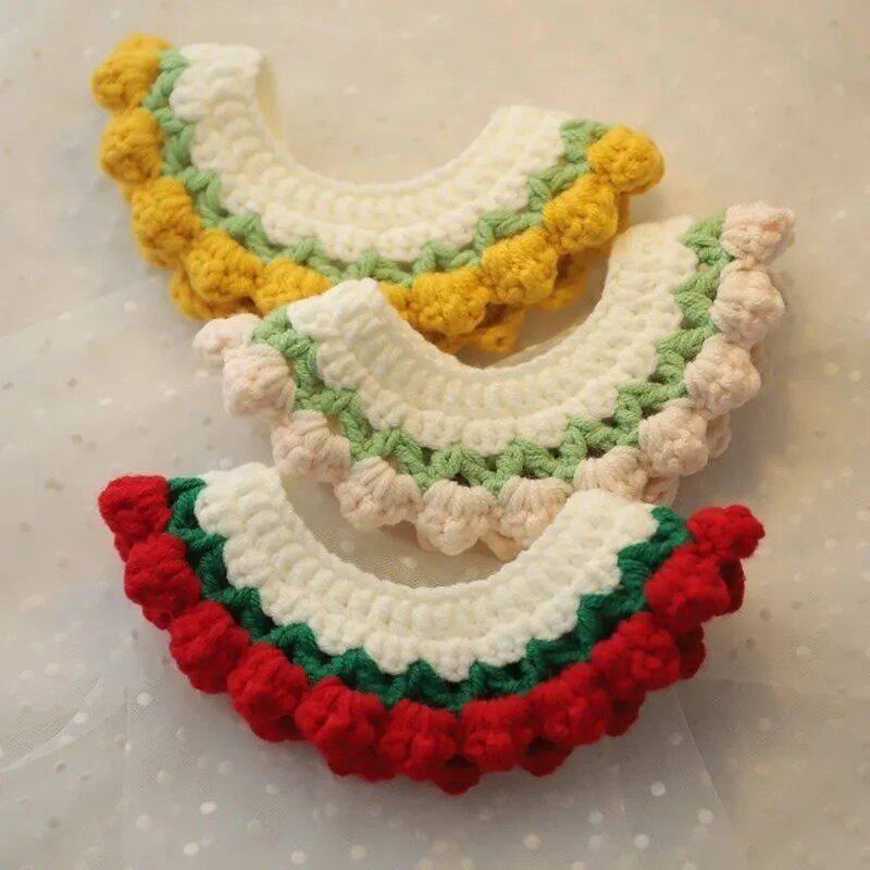 宠物围脖狗狗项圈小型犬英短猫咪项链纯手工编织毛线围脖拍照道具