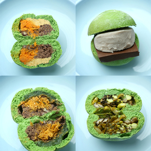 春天限定艾草米布丁自配米面包粉无蔗糖藤椒肉松流沙海街茶点