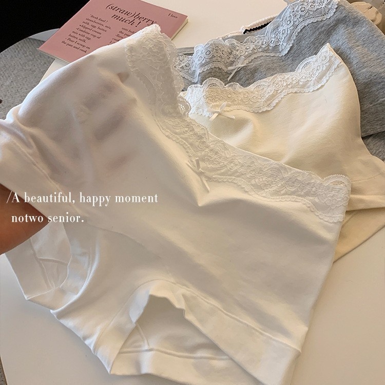 梵记新女款10a抑菌新疆长绒棉平角全棉加长裆蕾丝边包臀内裤透气