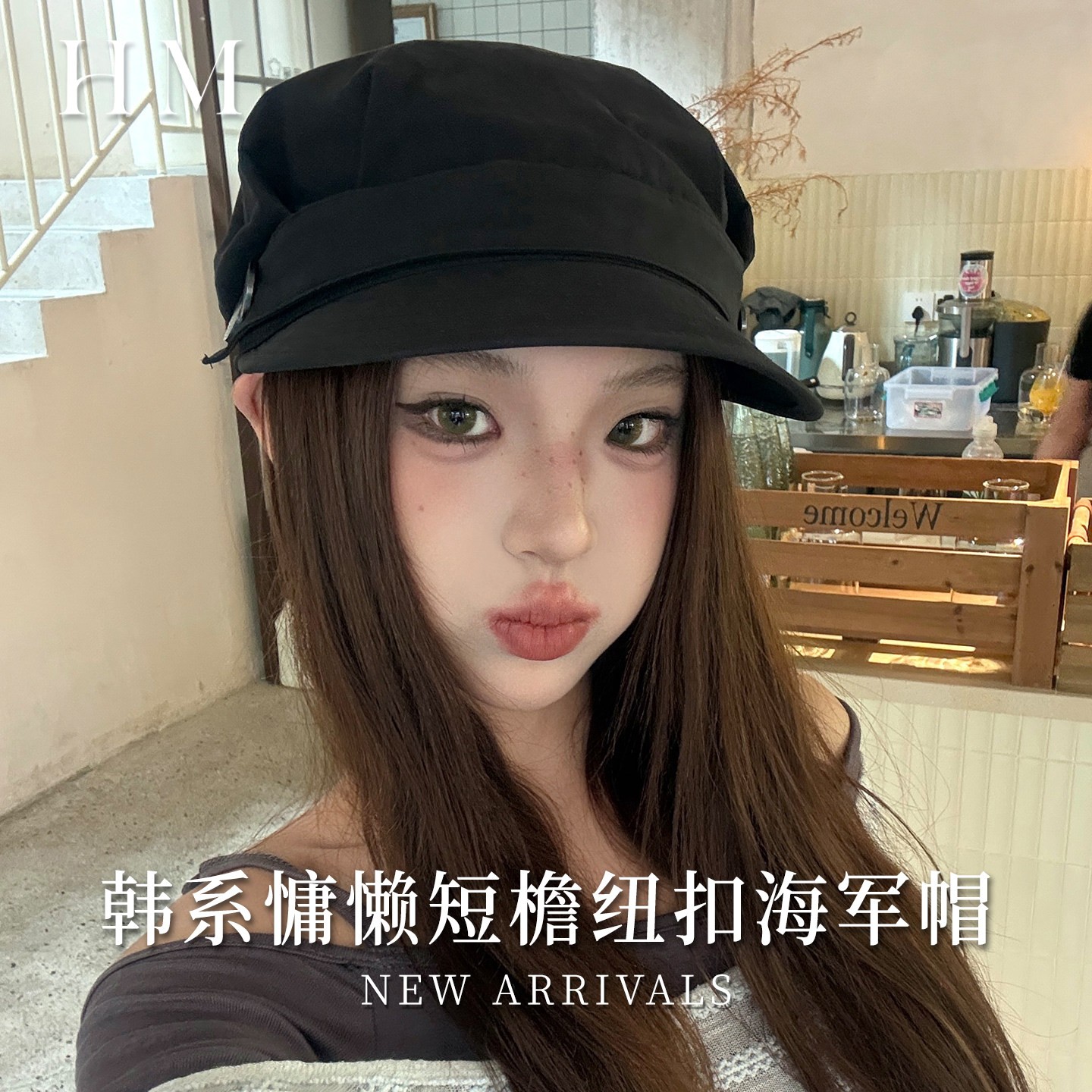 复古时髦平顶马术帽女韩版百搭宽檐报童帽大头围显脸小黑色鸭舌帽