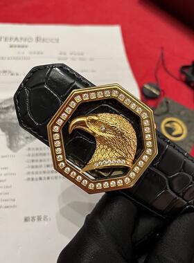 史蒂芬新款镶钻鹰头皮带