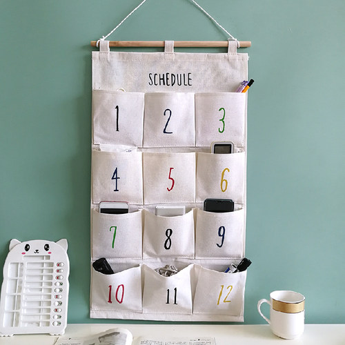 小清新棉麻面料防水大兜挂墙挂袋