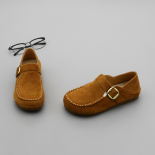 女勃肯开车鞋 真皮豆豆鞋 两穿圆头平底休闲懒人鞋 2026年春季 女单鞋