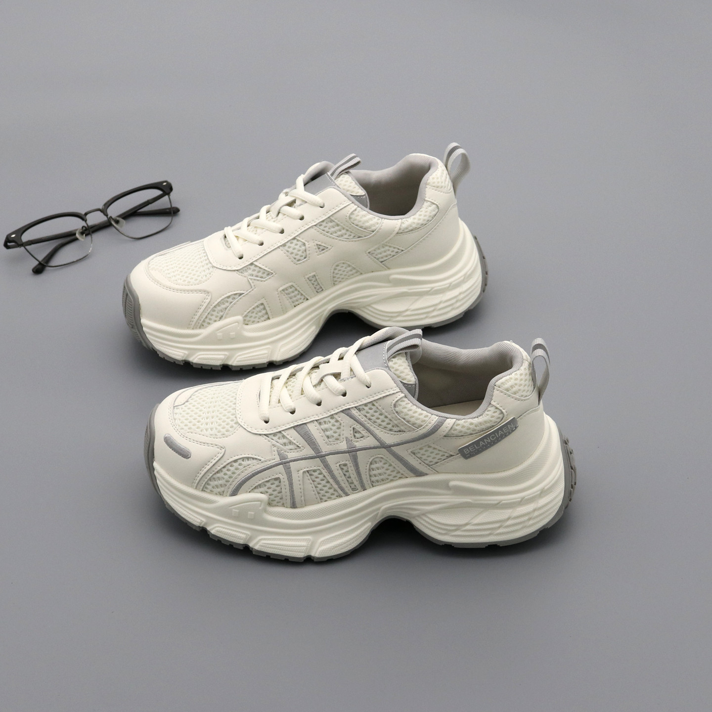 轻便厚底增高老爹鞋女单鞋2026春季圆头真皮网面透气运动休闲鞋子,女鞋,老爹鞋,淘宝优惠券,粉丝福利购,淘宝优惠卷