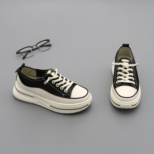 厚底真皮一脚蹬小白鞋女板鞋