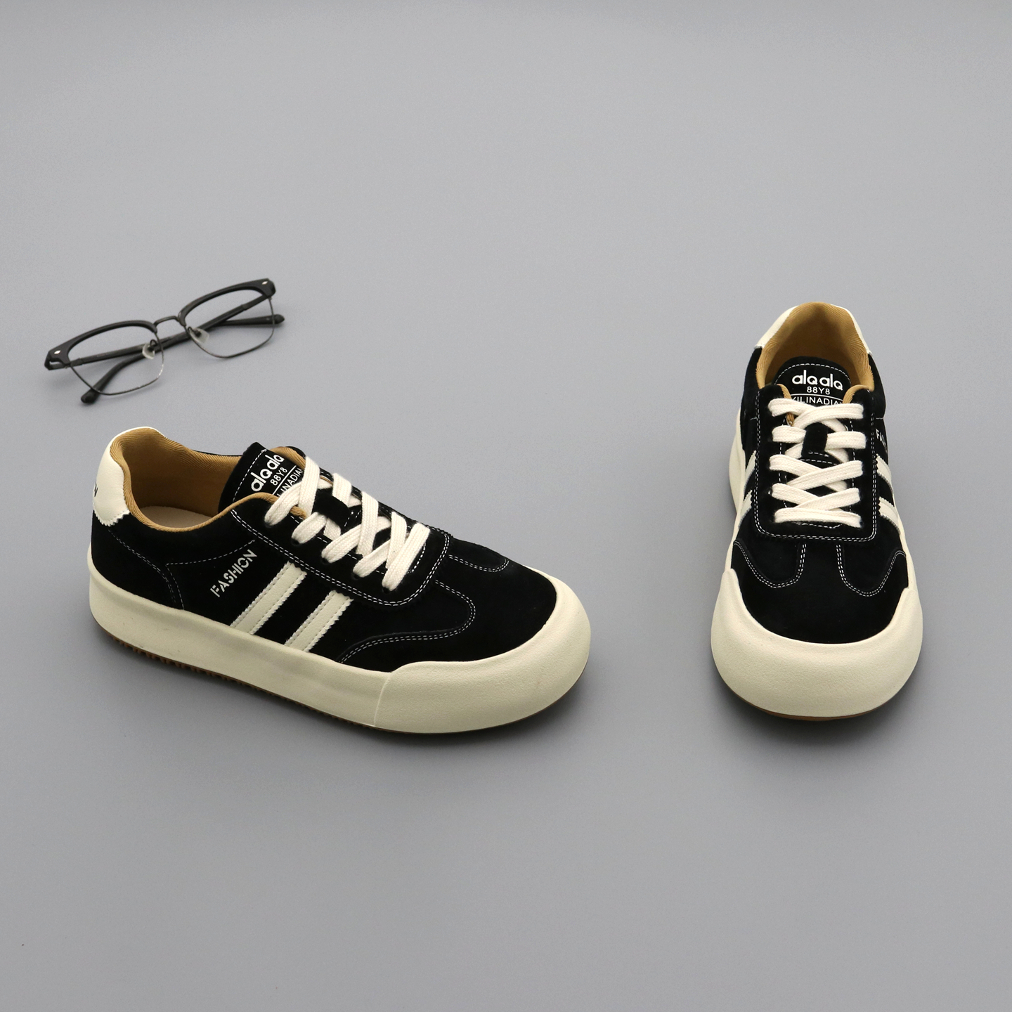 厚底德训鞋女真皮休闲板鞋