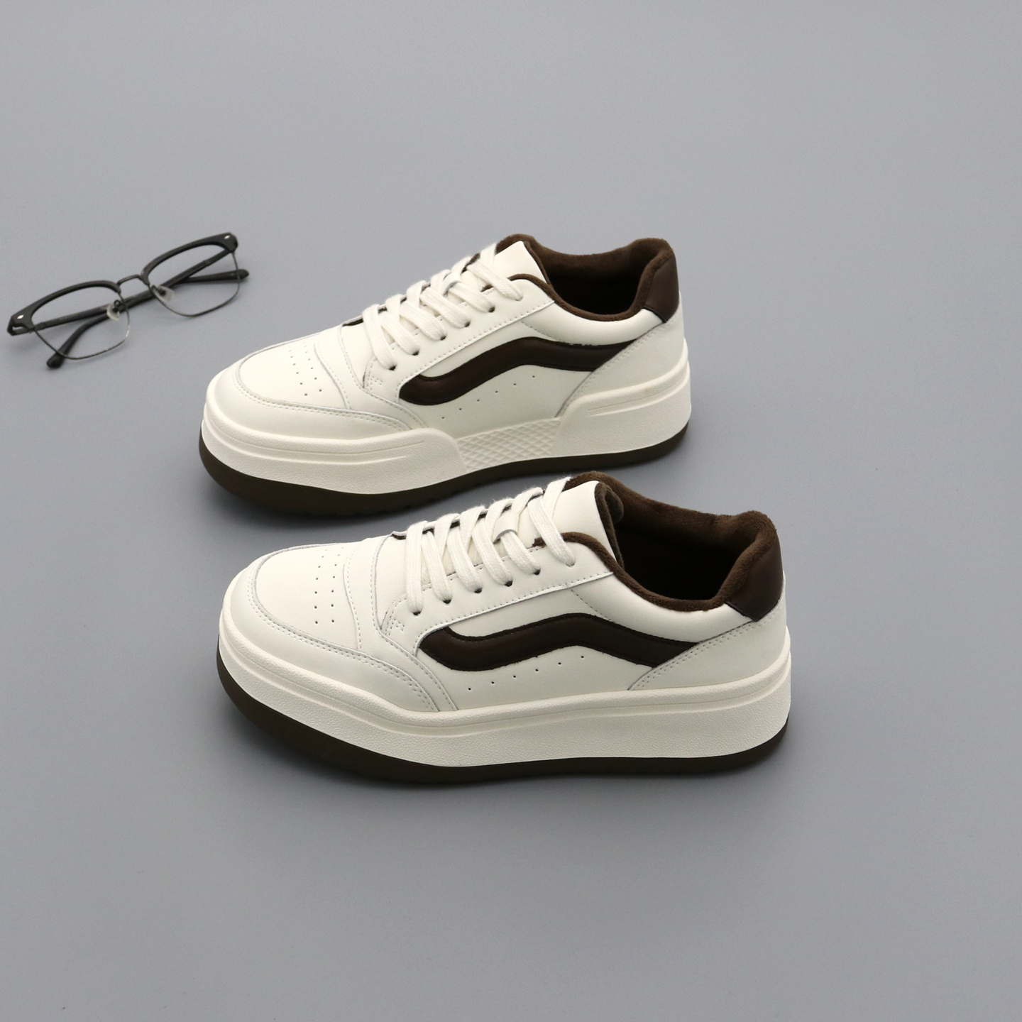 厚底小白鞋女真皮加绒休闲棉鞋