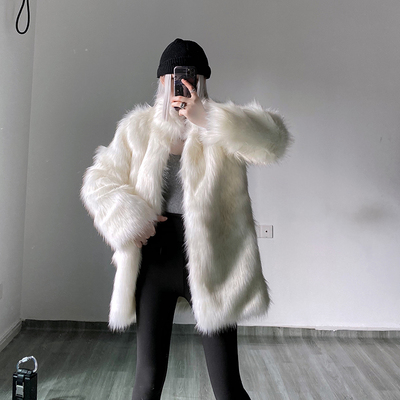 babykinG冰雪美人富家千金 立领仿狐狸毛皮草气质保暖外套女