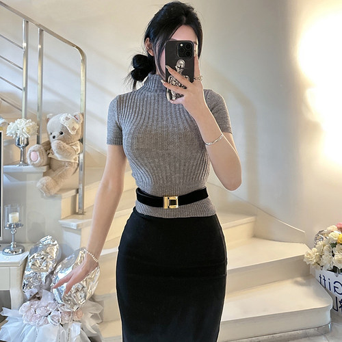 纯欲性感针织衫女修身显瘦短款