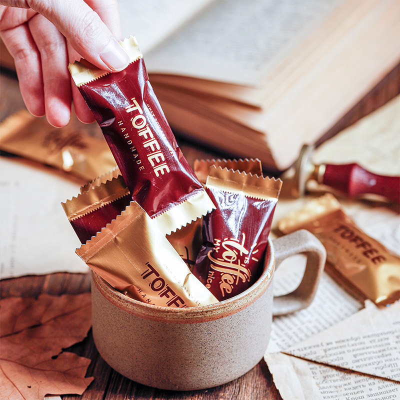 奢华加厚铝膜牛轧太妃糖袋机封袋咖啡糖果包装一次性单独自封袋子