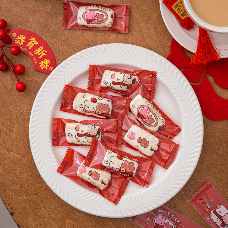 红色加厚糖果包装袋烘焙太妃牛轧糖咖啡糖一次性机封袋单独糖纸